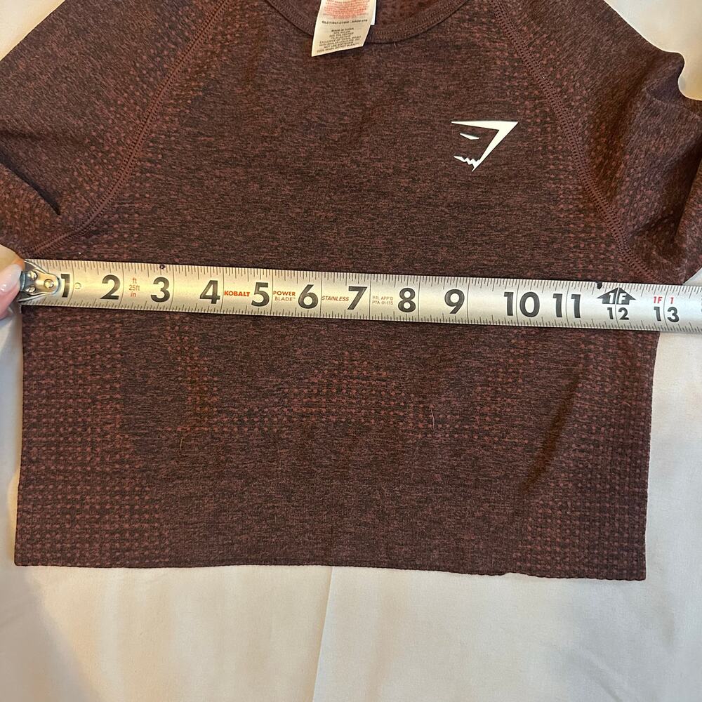 Gym Shark Dark Purple, Cropped, Long Sleeve, Seamless Athletic Top- S - Picture 7 of 8